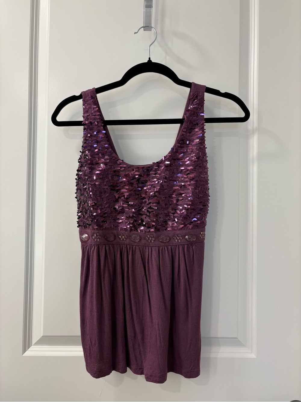 Women's Purple Sequin Tank Top Y2K